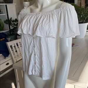AMERICAN EAGLE Women's Med Soft & Sexy T white Off Shoulder Crop Top Hippie